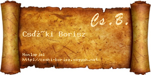 Csáki Borisz névjegykártya